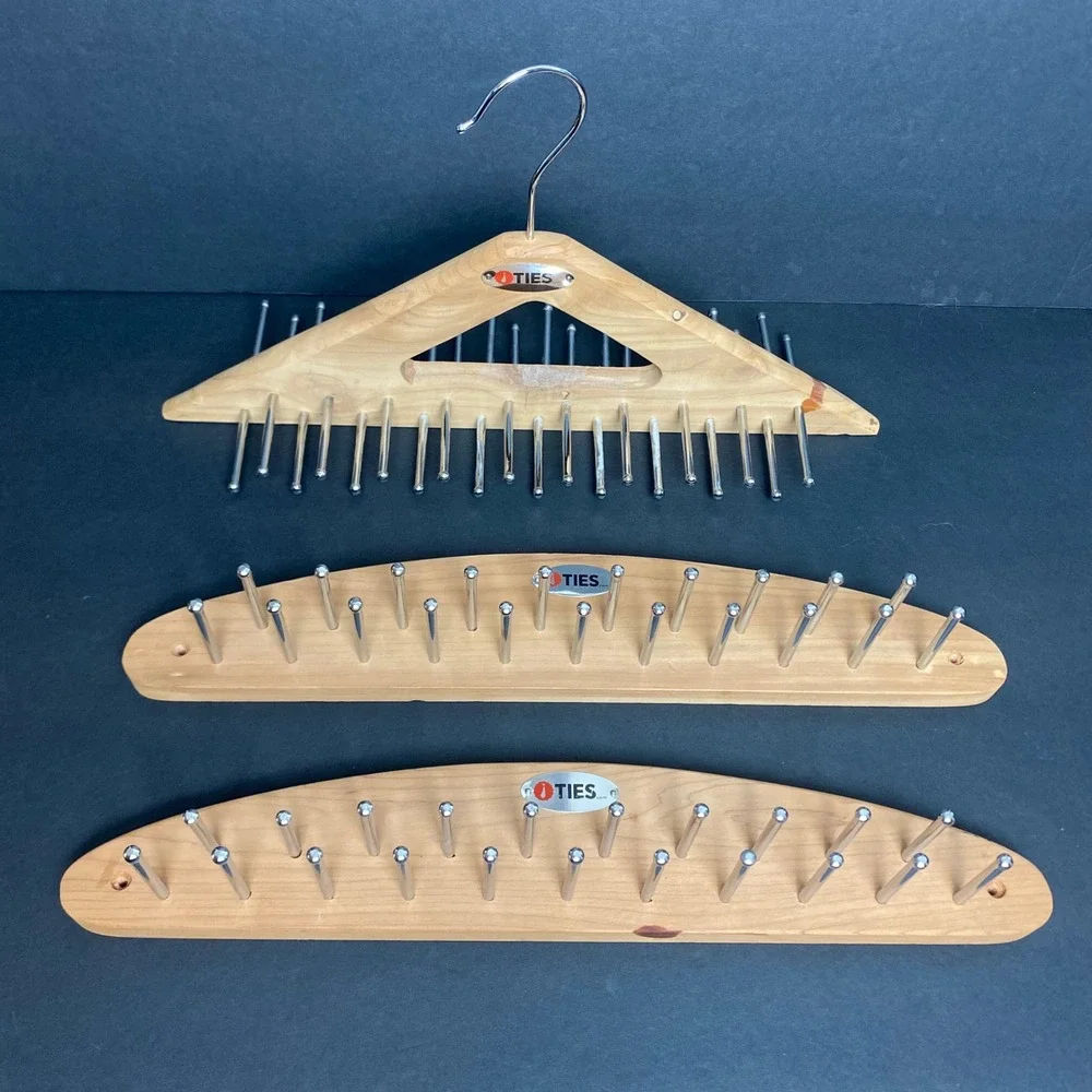 Ties.com Cedar Tie Rack Organizer Bundle Hanging and Wall Mount Set of 3 Wood